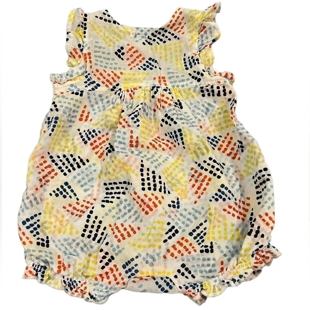Splendid 6M romper white soft muslin-like cotton w/dot design sleeveless